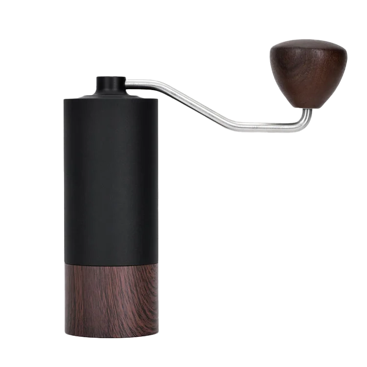 Custom Logo Wood Al-alloy Body CNC 420 Stainless Steel Conical Burr 6 Stars Core Coffee Bean Hand  Manual Grinder