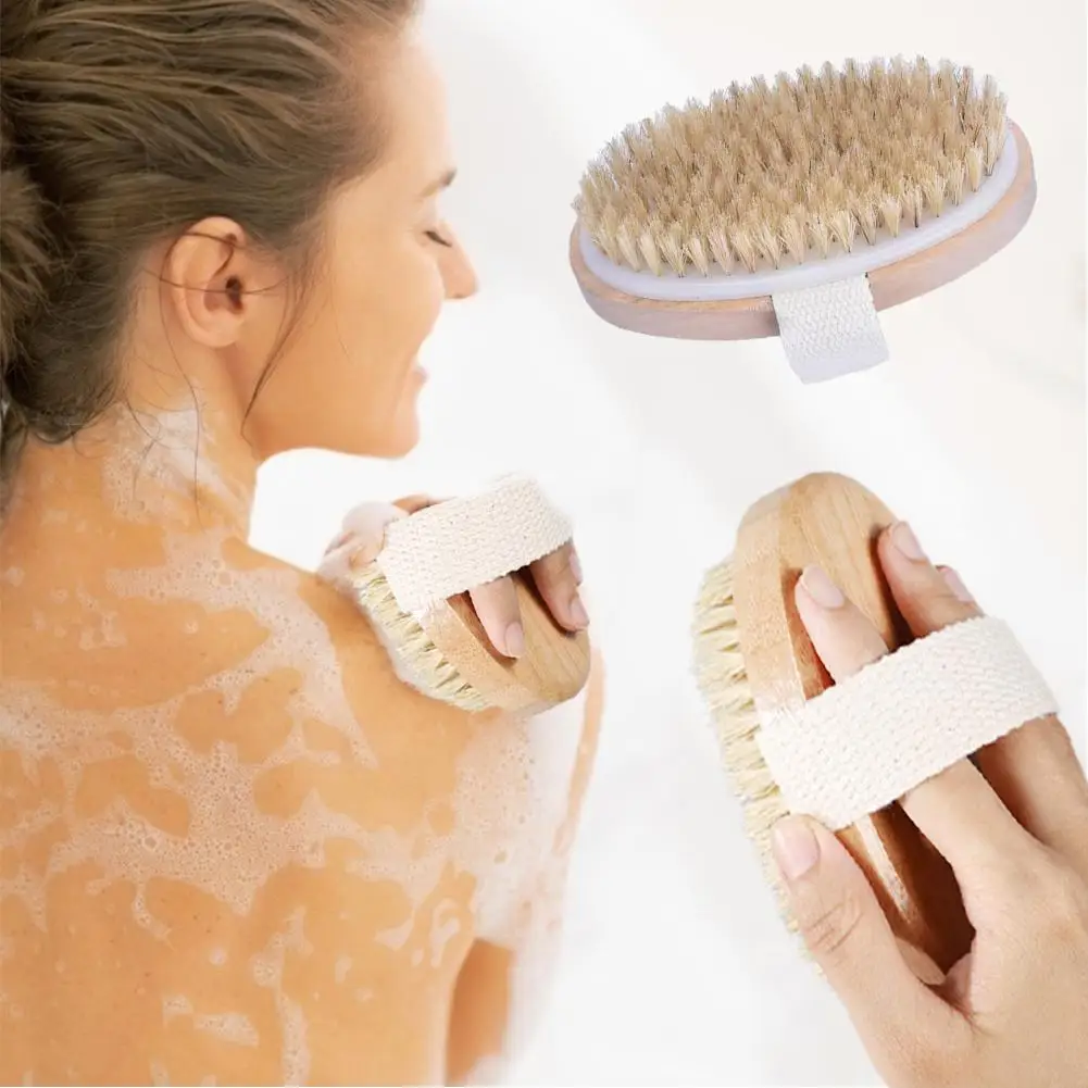 Cepillo de ducha corporal para masaje de espalda, pelo suave, exfoliación corporal, baño de Spa, X4w8