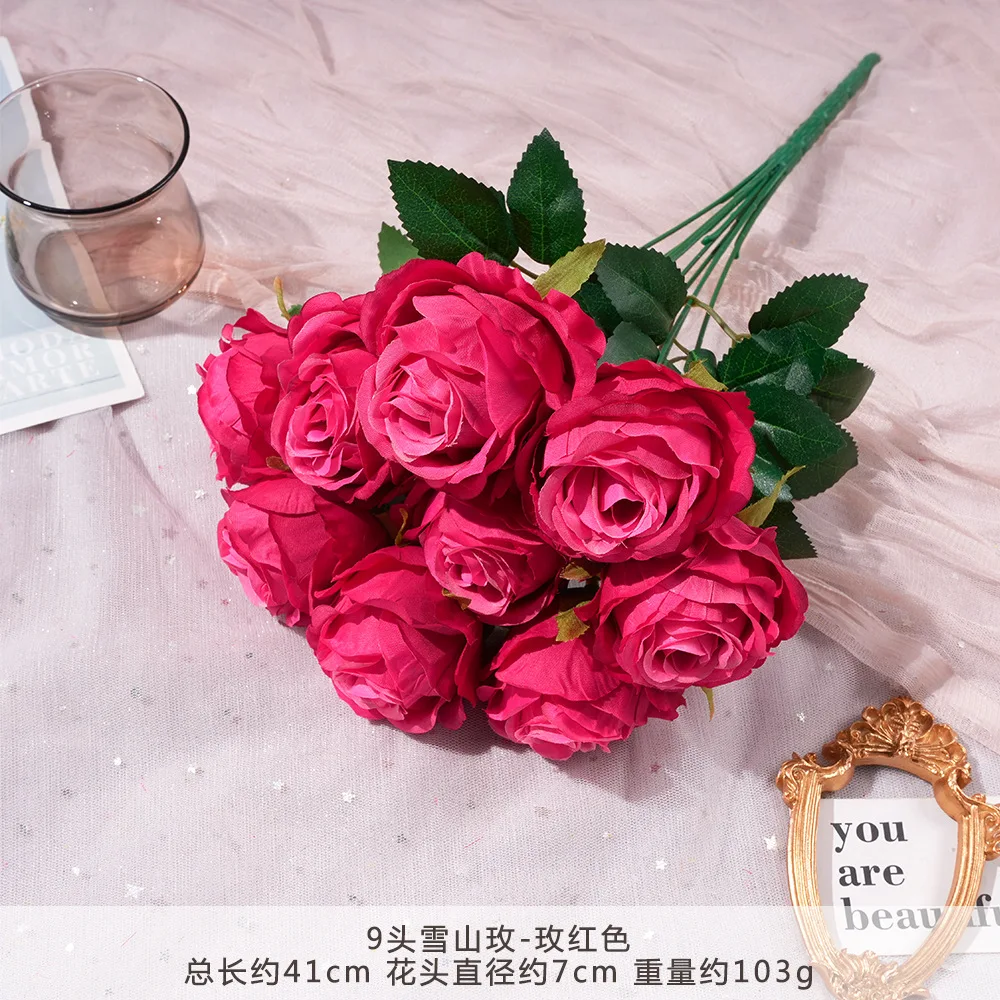 

Искусственные цветы с 9 головками, букет роз, гортензия, пион, невеста в руках, искусственные растения, аксессуары для украшения дома и свадьбы