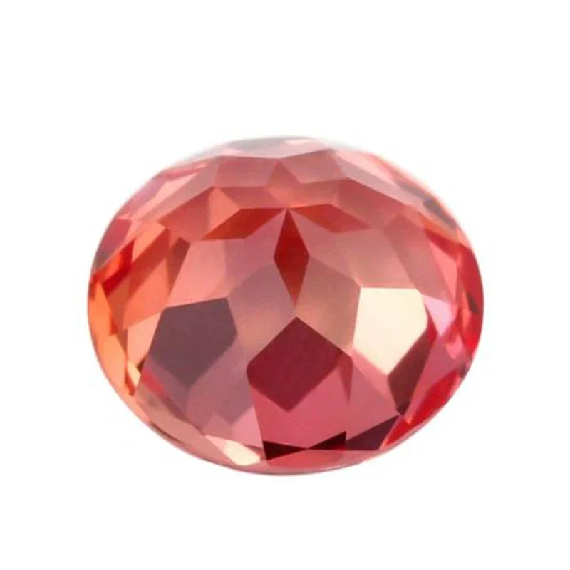 قطع طبيعي Padparadscha الياقوت جولة اكسيد الالمونيوم الاصطناعية مجموعة فضفاضة الأحجار الكريمة تمرير الماس اختبار القلم