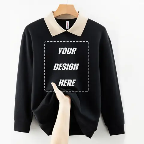 customized LOGO Color Block Polo Collar Sweatshirt Hoodie Men Casual Soft Sweatshirt Wholesale Fashion Pull Over Hoodies GT2515