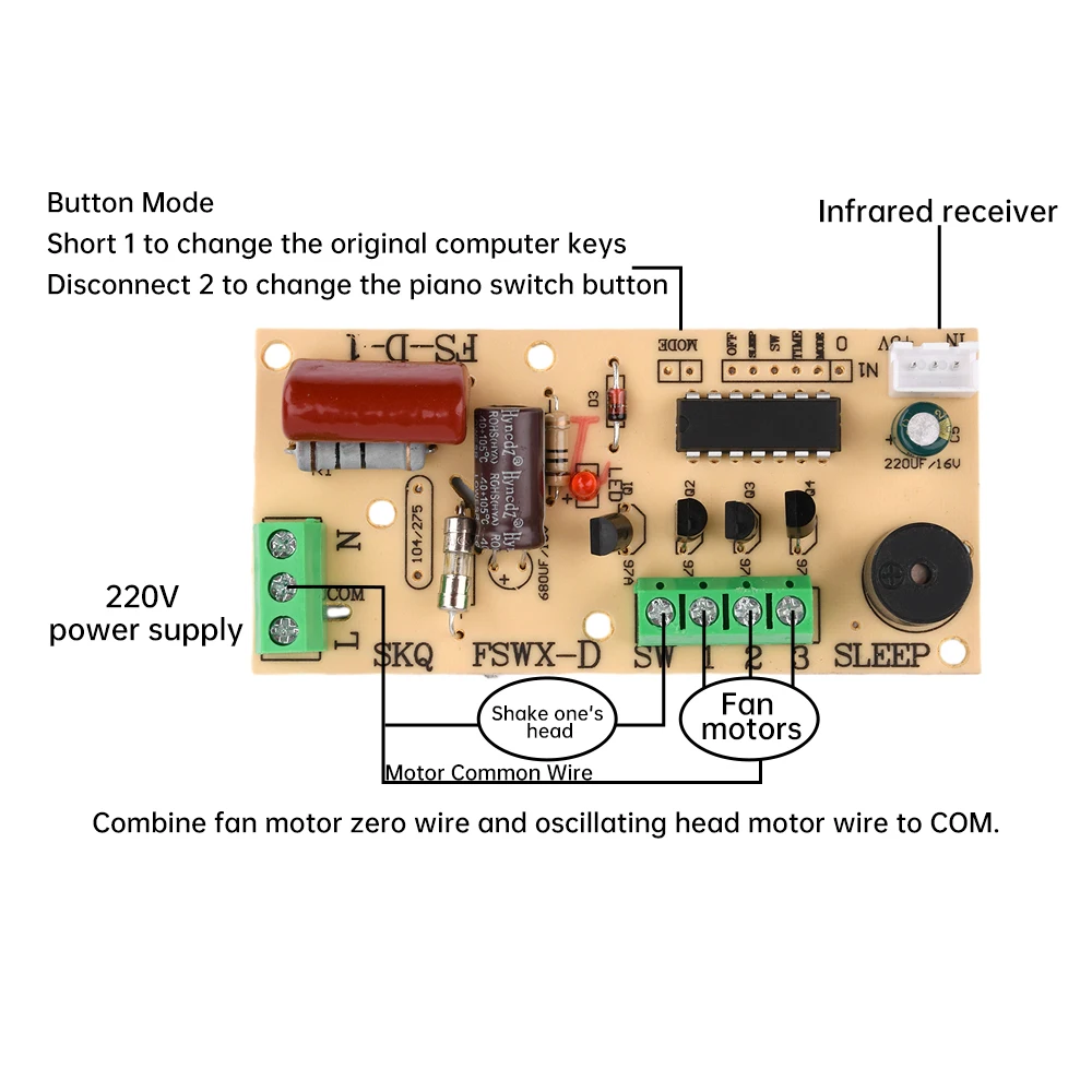 Electric Fan Universal Repair Board with Controller Remote Control Modified Circuit Board Fan Control Board Repair Board