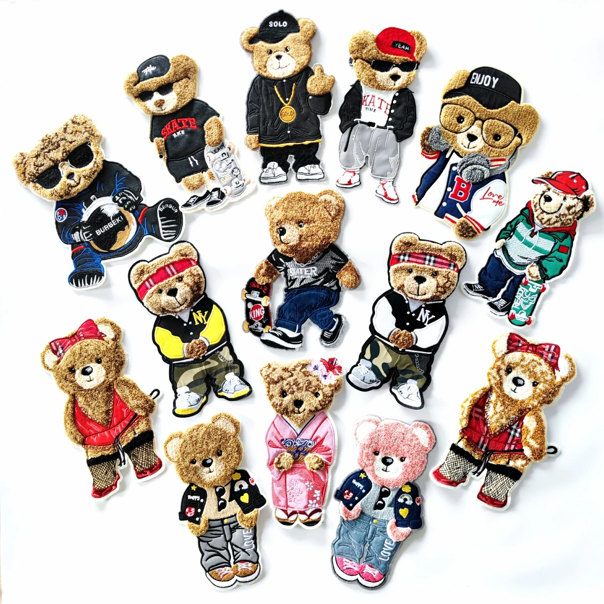 Embroidery New Fashion Big Bear Patch,Animal Cartoon Boy Appliques,chenille Bears Girls Badges,Patches for Clothing