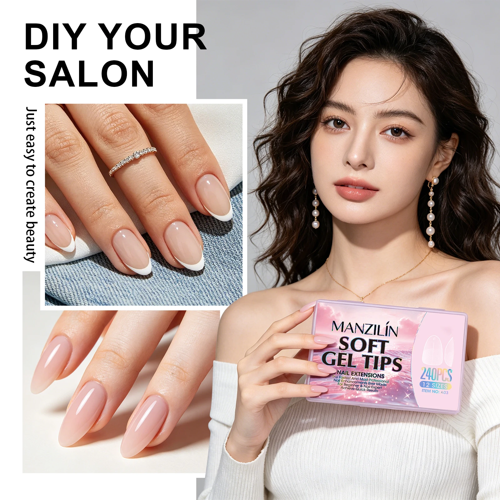 240 Stück kurze, mandelförmige Soft-Gel-X-Nagelspitzen, Full Cover Coffin Stiletto, mattierte, künstliche Nägel zum Aufkleben, DIY Salon Maniküre – Detail 6