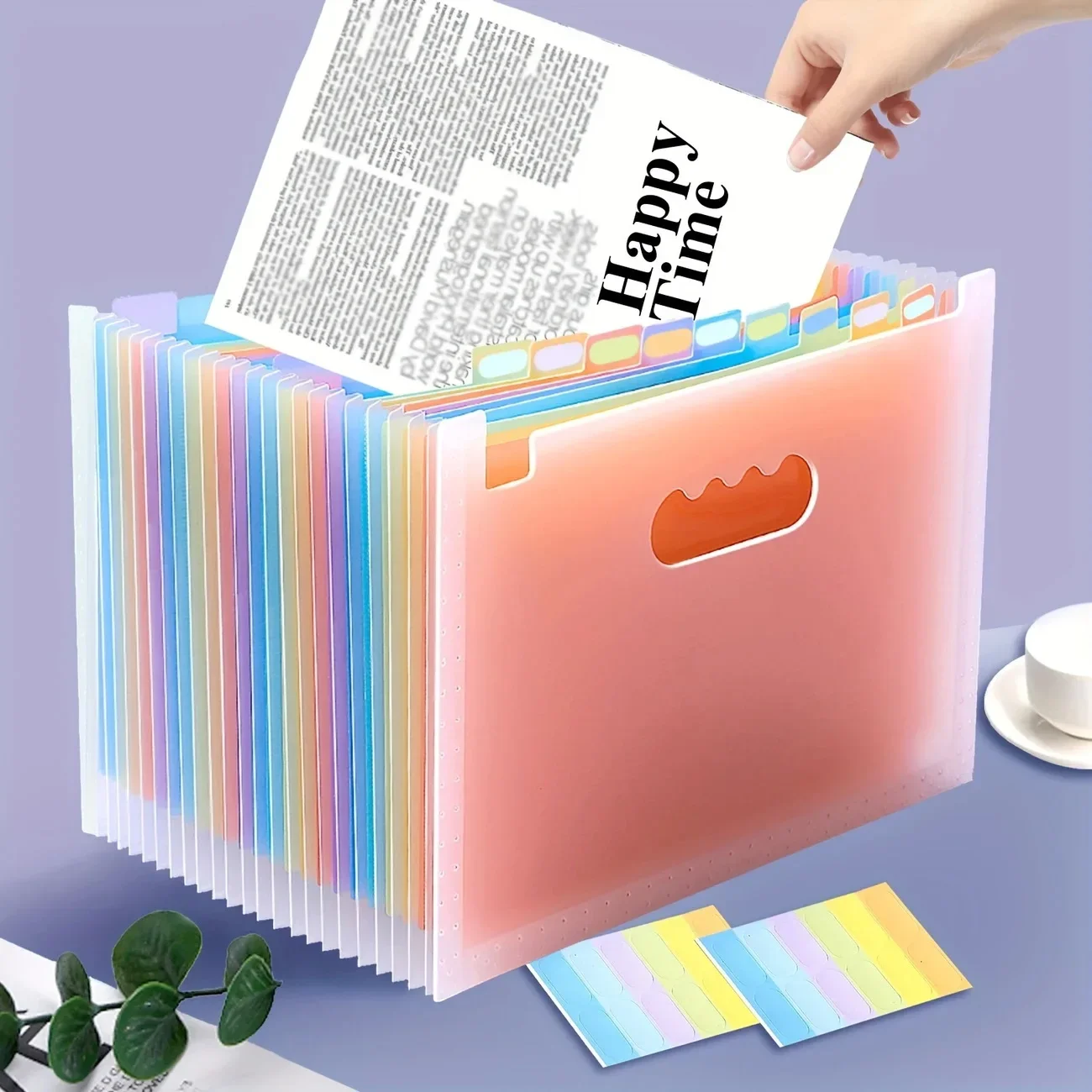 1PC 25-Pocket Expanding File Folder Multicolor Desktop Organizer A4 Letter Size Paper Document File Organizer