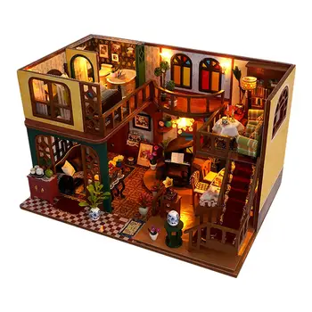 Miniatur Puppenhaus Kits handgemachte DIY Haus Dachboden Villa Modell Haus Gebäude Montage Modell kreative Geburtstags geschenk für Frauen