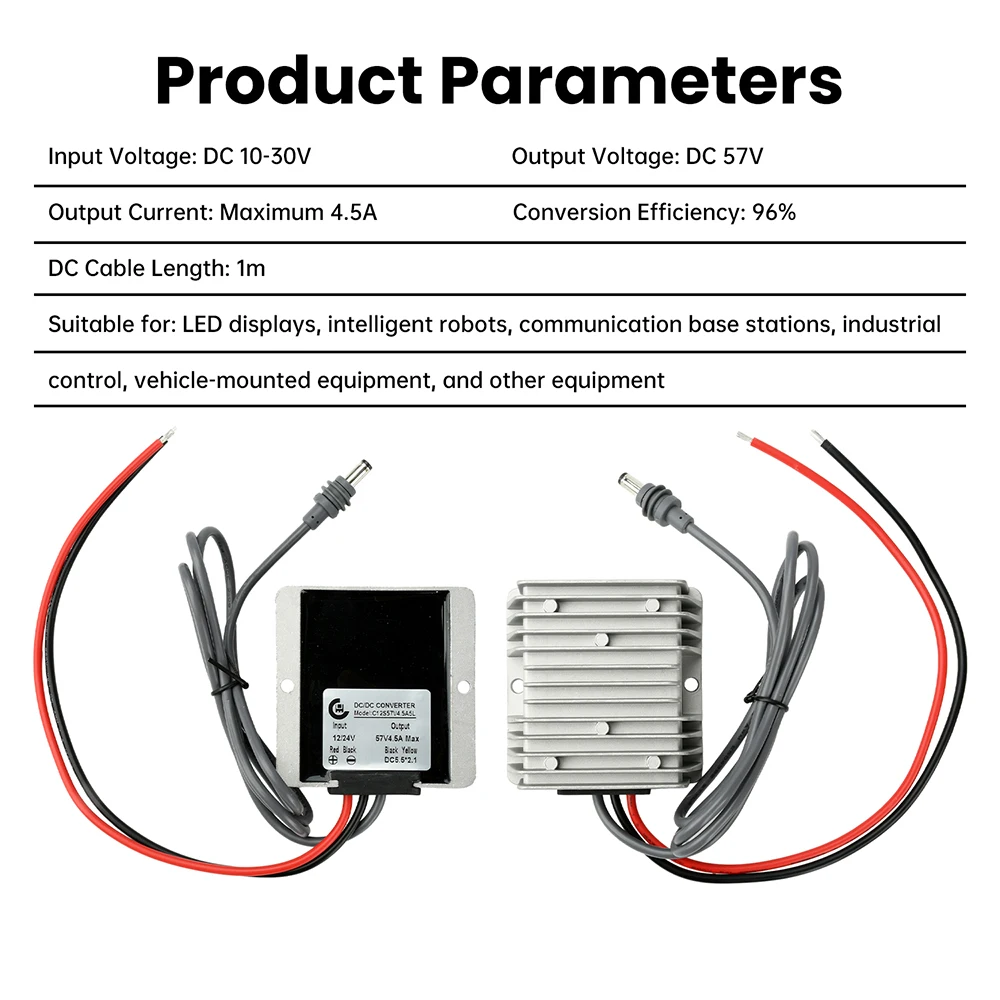 DC-DC 12V 24V에서 DC 57V 4.5A로 변환하는 스텝업 컨버터 모듈 IP67 방수 스타링크 Gen3 라우터용