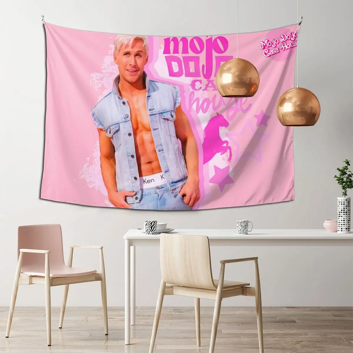 Welcome To My Mojo Dojo Casa House Tapestry Pink for Bedroom College Dorm Party Ryan Gosling Kenergy Decorations Merch Tapestry