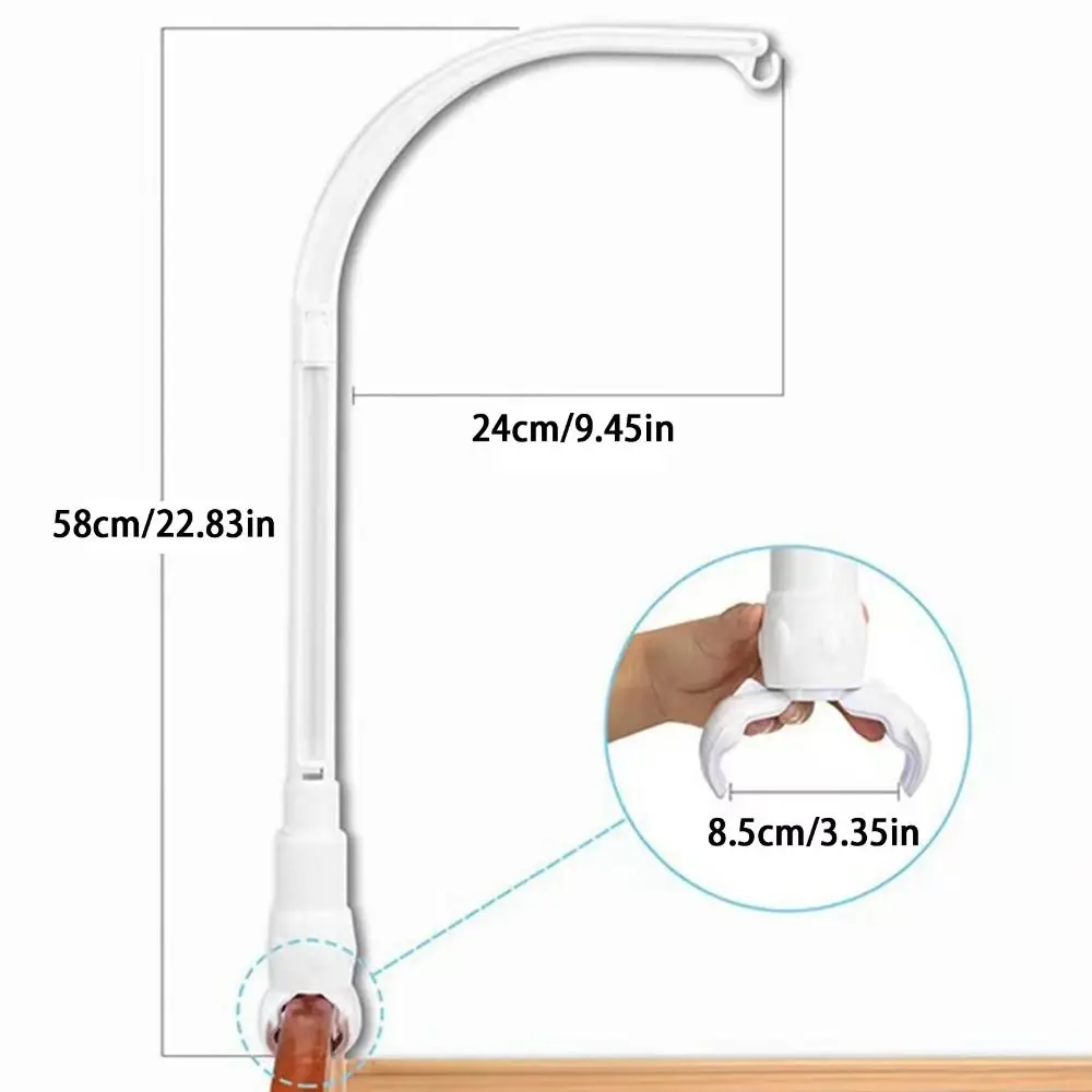 Supporto per giocattoli per culla rotante Supporto per cellulare Attrezzatura fai da te Campana per letto Clip per appendere Cremagliera per sospensione Staffa per braccio giocattolo con sonaglio antiscivolo