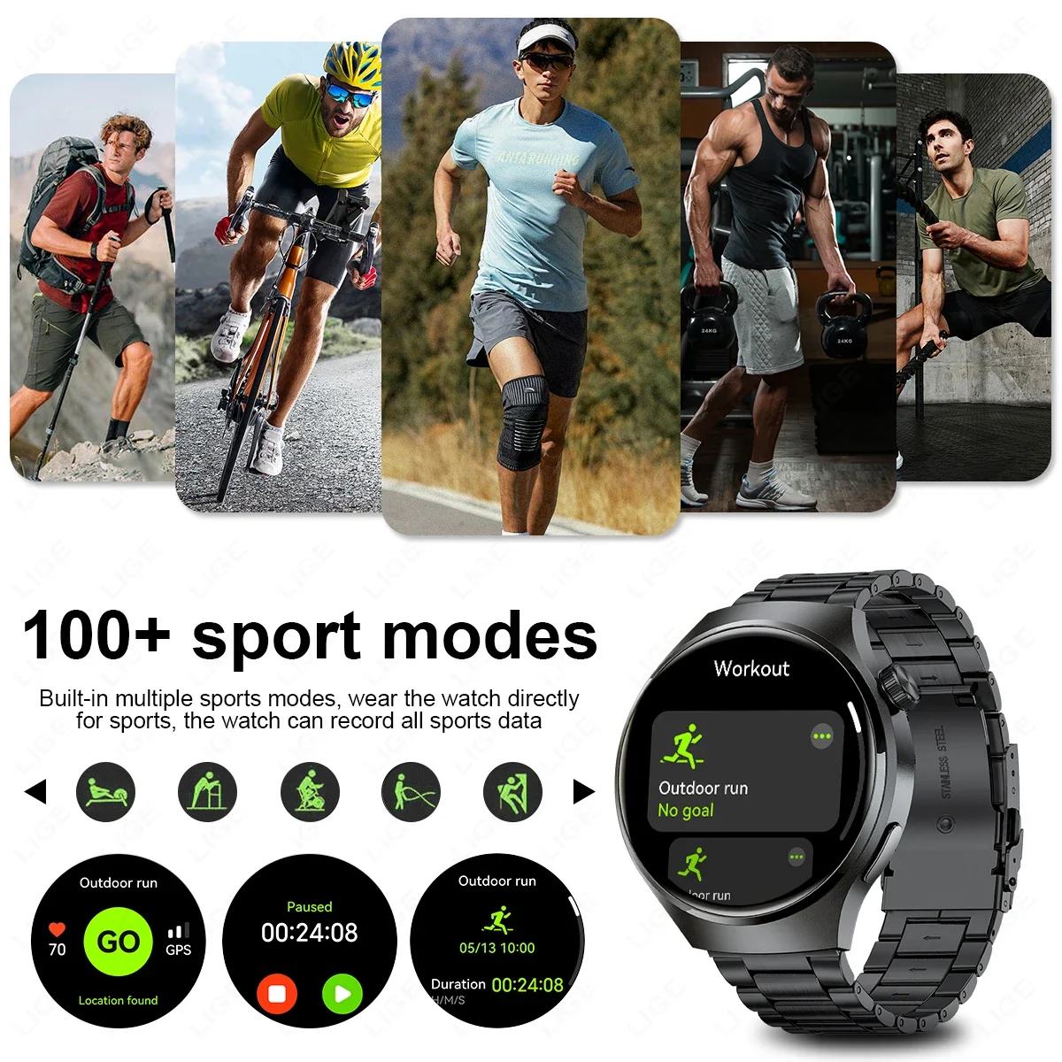 Reloj inteligente LIGE para hombres y mujeres, pulsera de llamada Bluetooth IP68, reloj deportivo resistente al agua para HUAWEI, reloj inteligente saludable para hombre