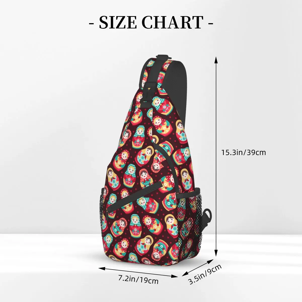 Matryoshka Russian Doll Sling Bag Peito Crossbody Ombro Sling Mochila Outdoor Caminhadas Daypacks Cartoon Anime Fashion Bag