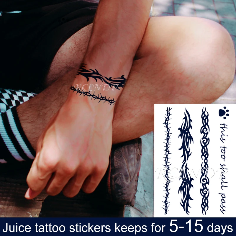 

Waterproof Temporary Juice Tattoo Sticker "this Too Shall Pass" Hand Band Designs Flash Tatoo Fake Tatto Art for Men Women