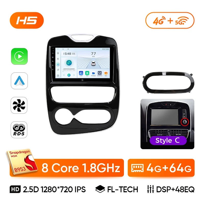 Ainavi Autoradio Voor Renault Clio 4 2012 2013 2014 2015 2016 2017 2018 Draadloze Carplay Android Auto Multimedia 2 Din autoradio