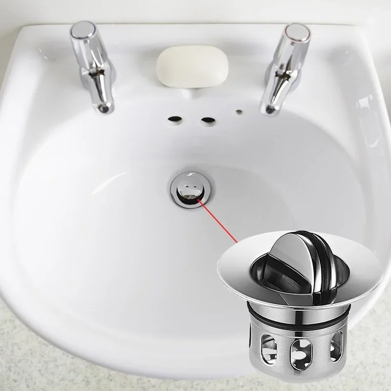 

1pc Universal Wash Basin Bounce Drain Filter Up Bathroom Sink Anti-Clogging Basket Stopper Accessories