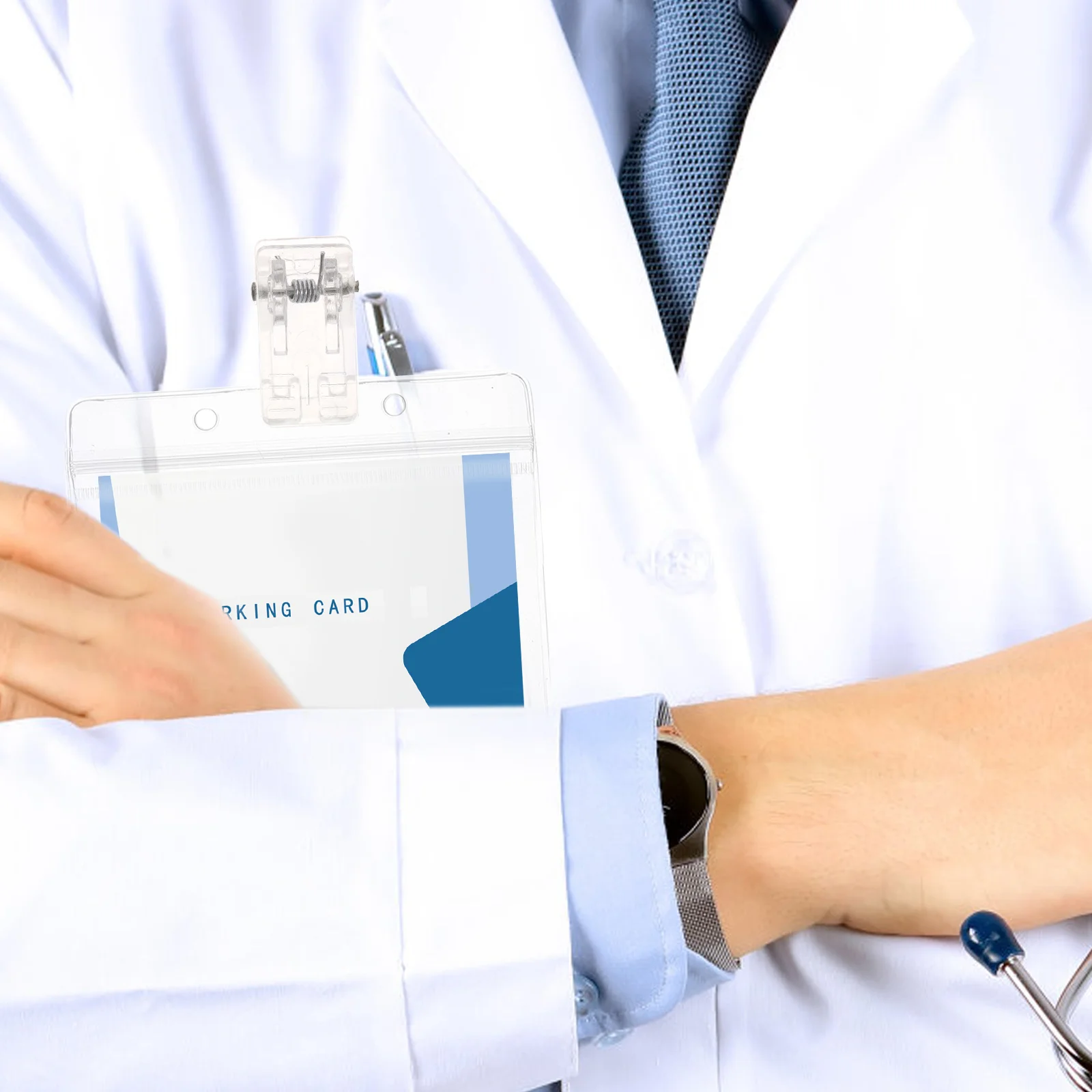 

50Pcs Plastic Spring Clips Name Tag Badge Holders Clear Id Card Clips Office School Events Name Badges Personalised