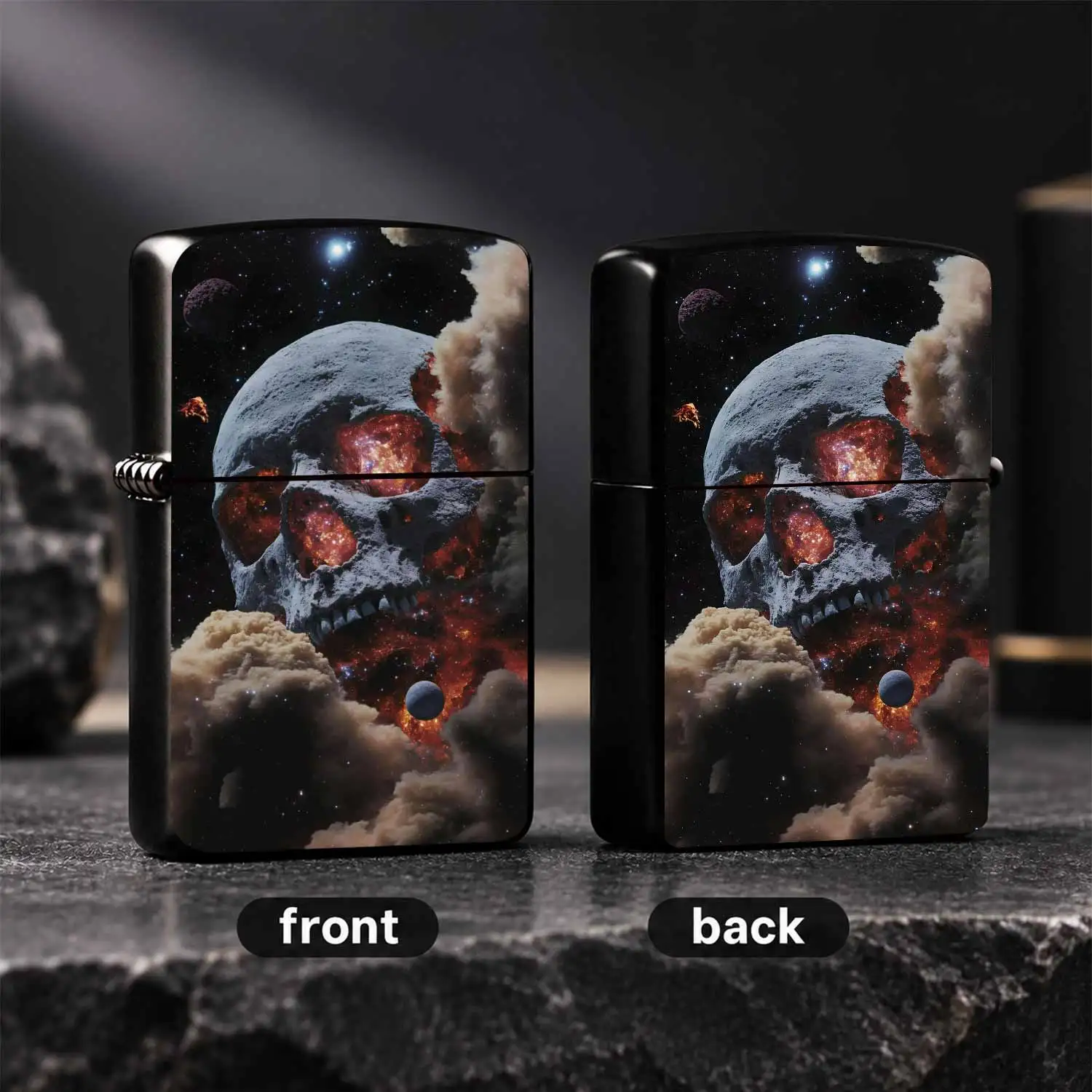 Creative Skull Nebula Themed Lighter, Sci-Fi Cosmic Starry Ambience Unique Accessory, Portable Practical Gear For Outdoor Camping Daily Use, Distinctive Trendy Gift For Family And Fellow Hobbyists On Any  A Humorous And Interesting Lighter