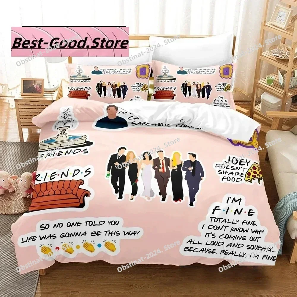 3D Friends Tv Show Comedy Style Bedding Set Printed single Comforter Quilt Duvet Cover Pillow Case 3 Pieces Sets Kids Adult Size