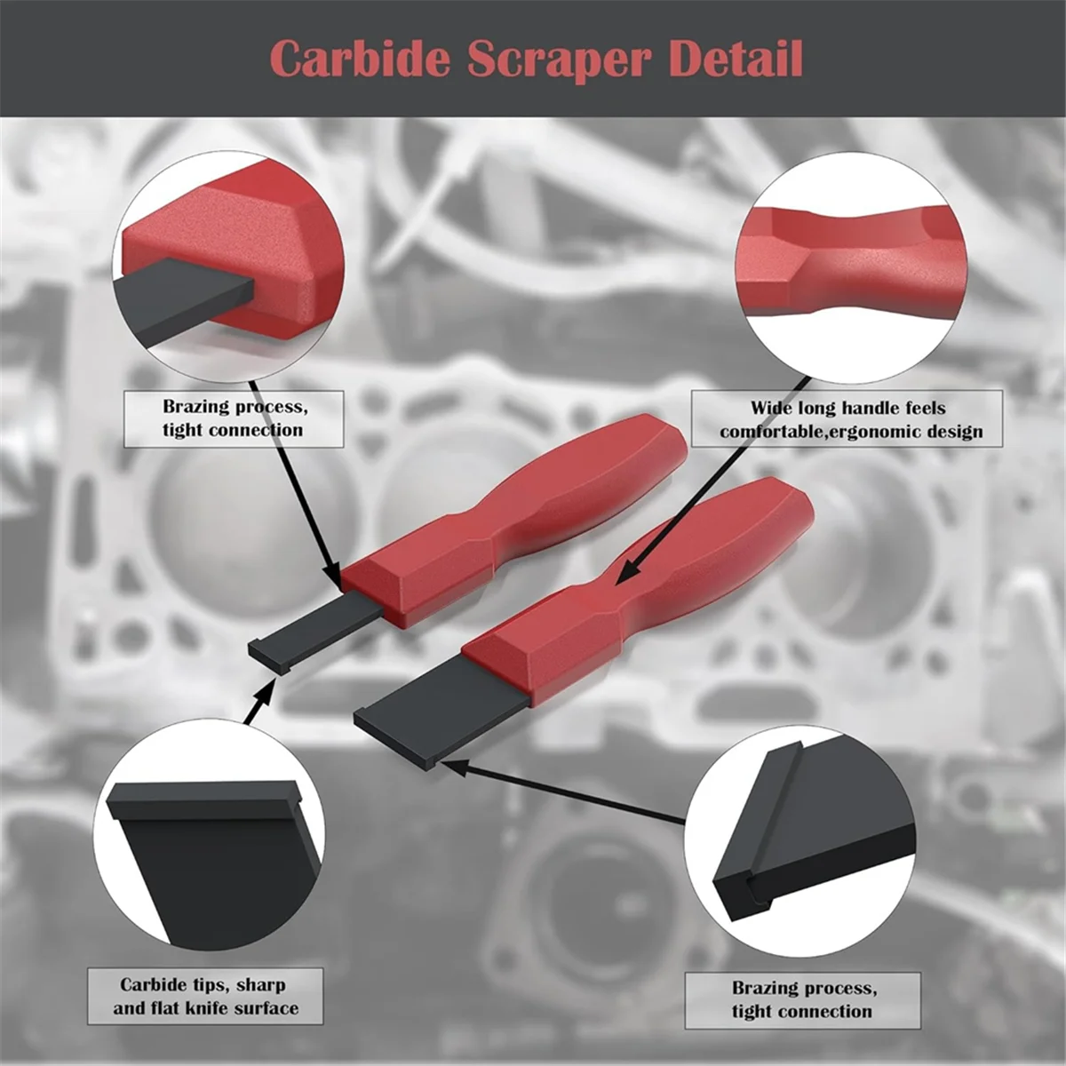 Skrobaki węglikowe AA98, super węglikowe skrobaki do uszczelek do metalu i motoryzacji, zestaw skrobaków węglikowych 1-1/4 cala i 5/8 cala