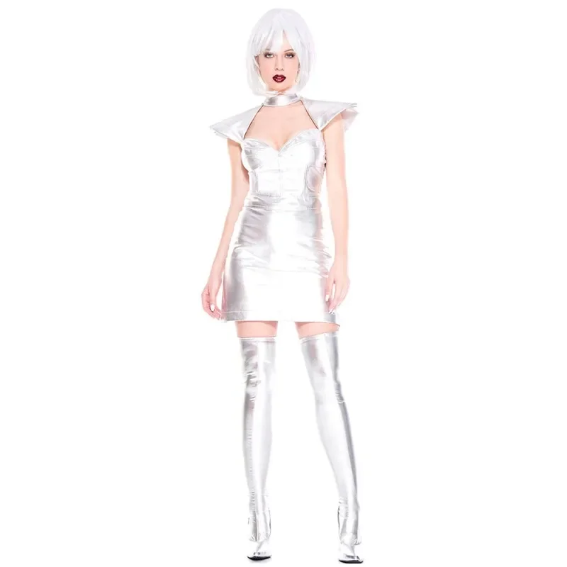 

Halloween Sexy Space Planet Astronaut Silver Cosplay Costume Nightclub Party Dance Pretty Girl Fancy Dress