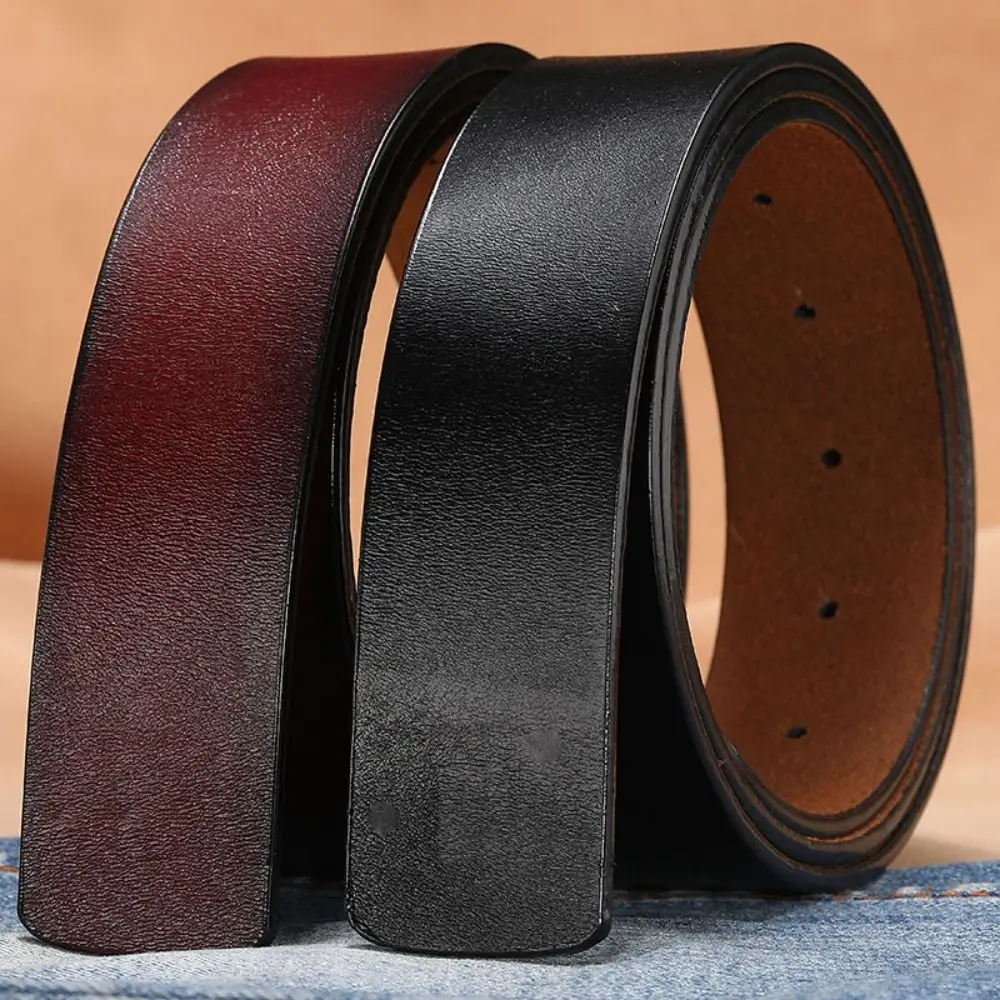 Durable Replacement Luxury Brand Designer Genuine Leather Belt Classic Waistband No Buckle Girdle 3.3/3.8cm with Hole