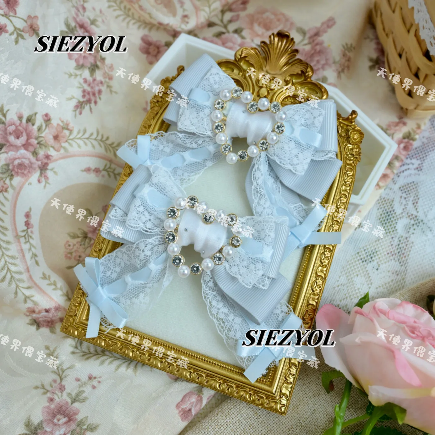 Japanese Mass-produced Exquisite Rhinestone Hair Clip Heavy Industry Lolita Hairpin Sweet Cute Girl Bow Hair Accessories