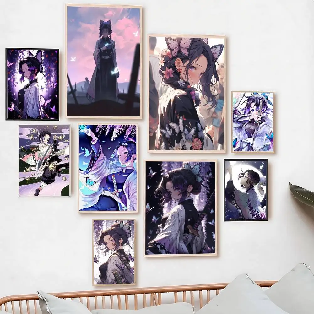 Póster de Kochou Shinobu, impresión en lienzo, imágenes para el hogar, para sala de estar y dormitorio, decoración moderna de pared, pintura sin marco