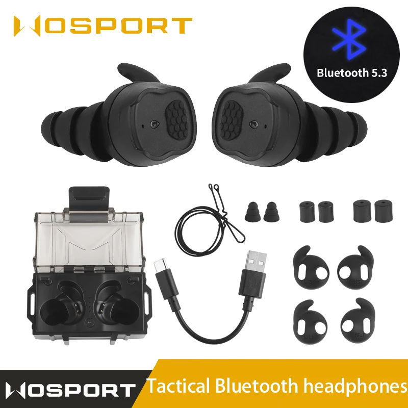 

Tactical Bluetooth headphones, shooting noise-cancelling earplugs, Noise reduction value NRR26 dB, hearing protectors