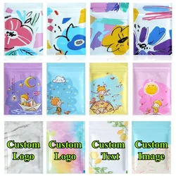 200PCS Flat Aluminum Foil Ziplock Bag DIY Custom Logo Matcha Jewelry Snack Coffee Sugar Candy Chocolate Gift Packaging Pouches
