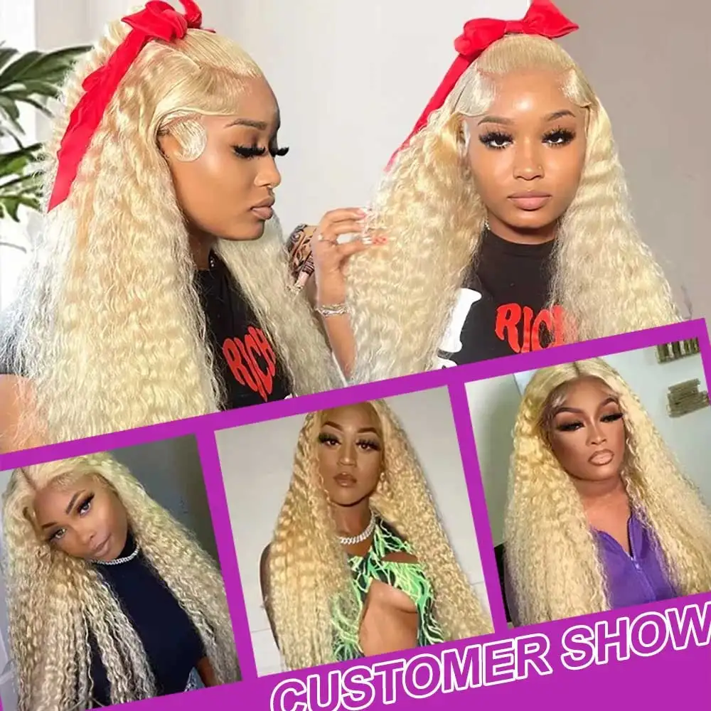 613 فضفاض موجة عميقة 13x6 HD الدانتيل الباروكات الأمامية شعر بشري مجعد 40 42 بوصة العسل شقراء موجة المياه الدانتيل الجبهة الباروكات للنساء 250%