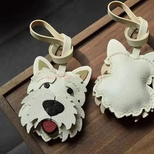 فريدة من نوعها جلد الغنم اليدوية جلد الغنم تيدي الكلب الحدود الكولي حقيبة قلادة المفاتيح حقيبة يد فتاة هدية عيد ميلاد جميل لطيف