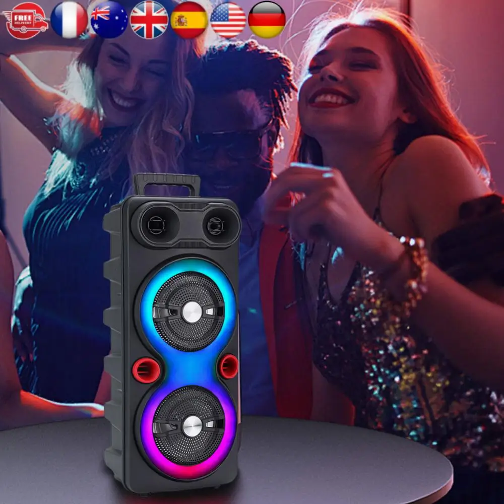 

Двойные сабвуферные колонки BT 5.0, 6,5-дюймовый стерео сабвуфер, портативная уличная колонка с микрофоном, FM-радио, мощные басы, DJ-система