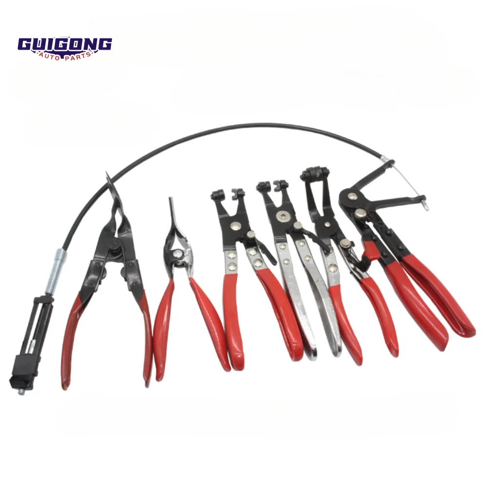 

GUIGONG Car Hose Clamp Pliers Straight-Type Jaw-Style Hose Clamp Tool Buckle Pliers Hose Clamp Tool Bent Jaws Oil Hose Pliers