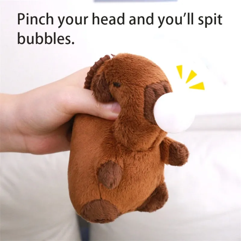 Niedlicher Dekompressions-Capybara-Spucken von Blasen, Wasser, Delphin, Plüschpuppe, Schultaschenanhänger, Capybara-Schlüsselanhänger