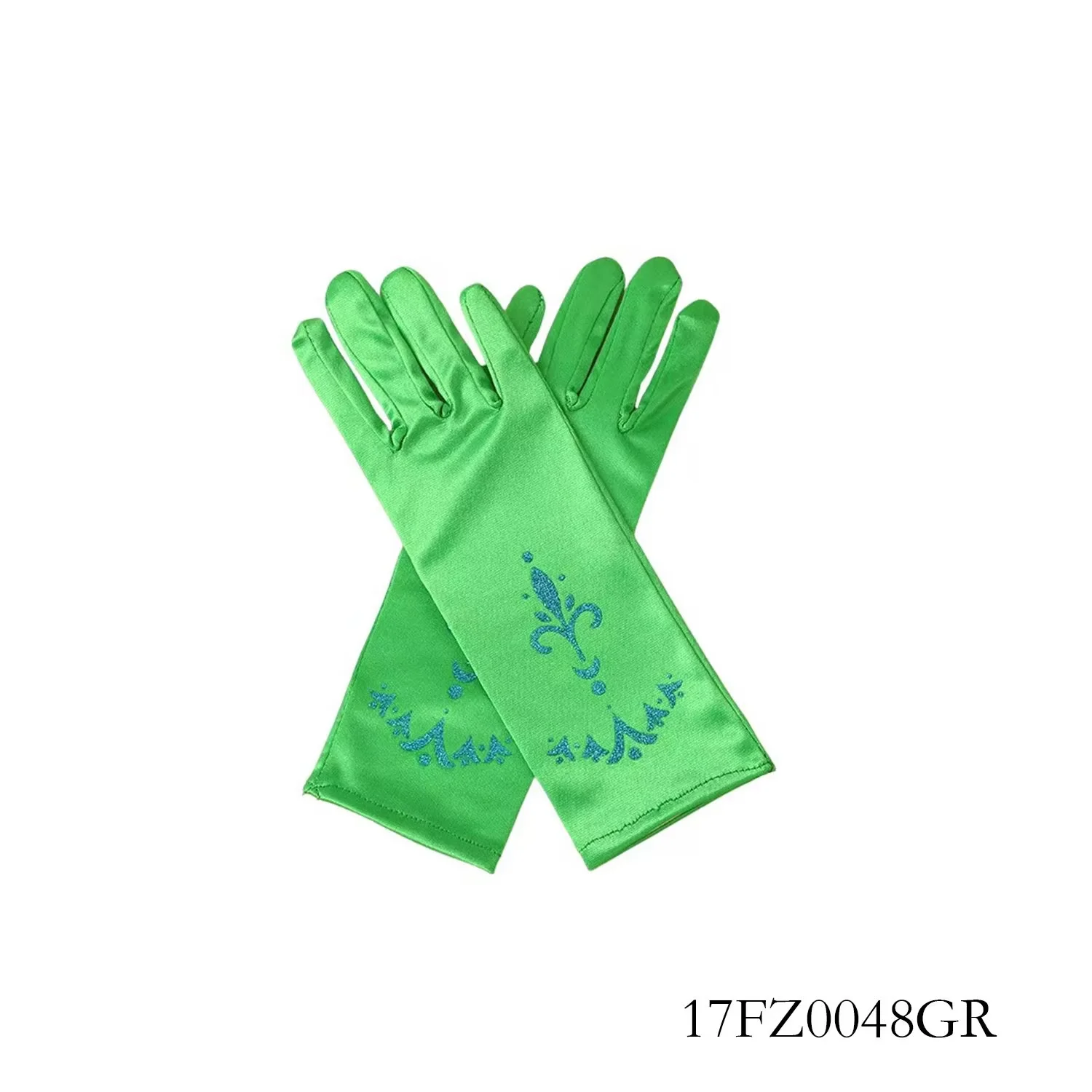 PESENAR Guantes verdes de princesa real con diseño floral azul - Accesorio glamoroso para celebraciones de cumpleaños de princesas