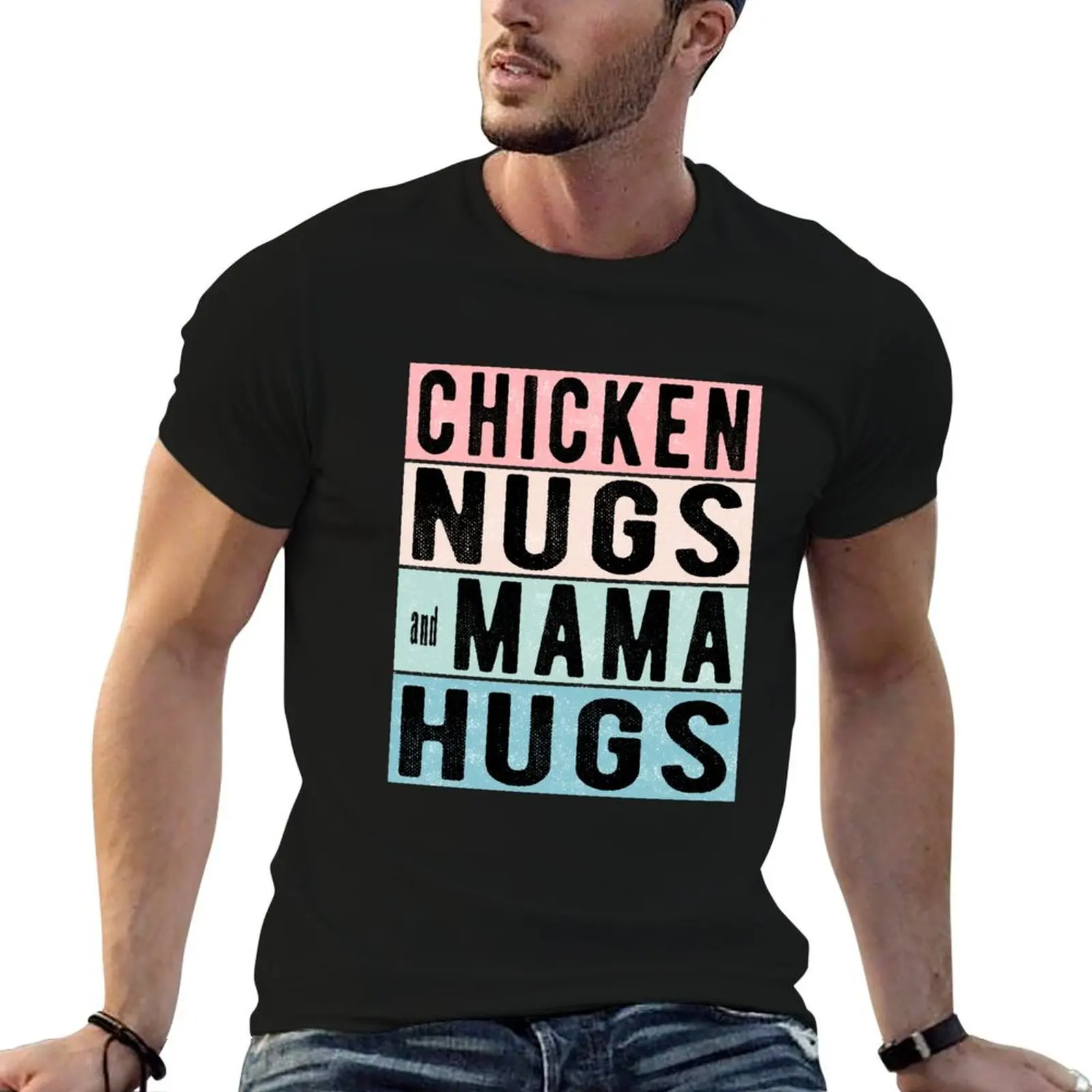 

Chicken Nugs and Mama Hugs for Nugget Lover Funny Vintage T-Shirt t shirt man plain cotton t shirt pack T-Shirt