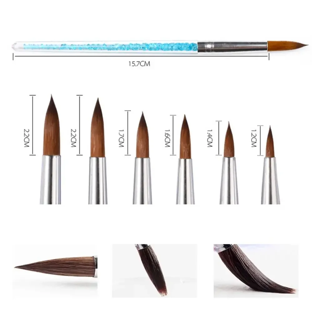 6-Piece Nail Carving Pen Set - Sky Blue Acrylic Diamond Shank Gel Brush for Professional Salon Manicure Tools