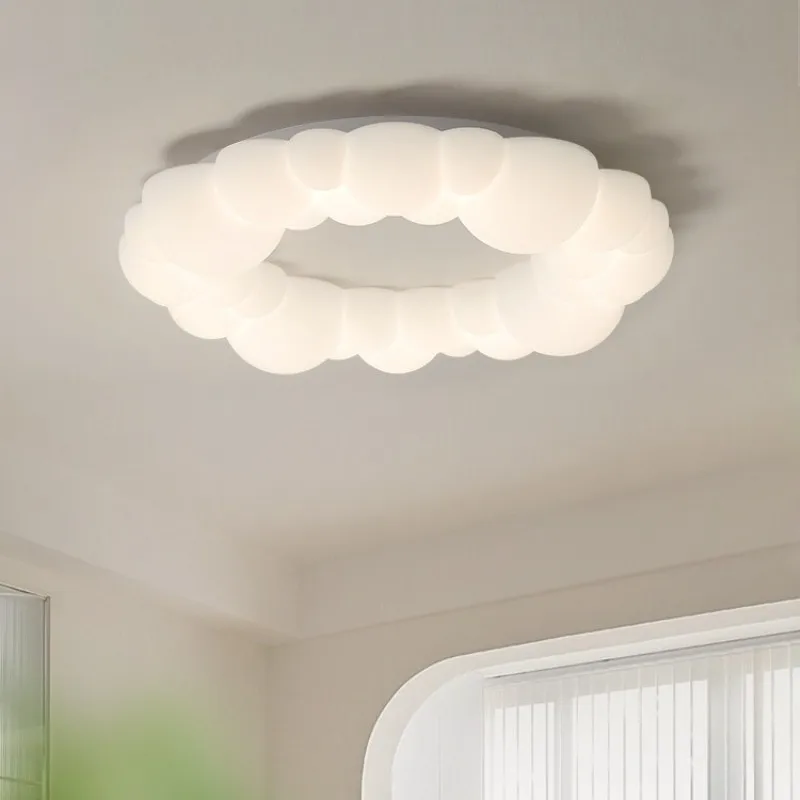 High-end Bubble Chandelier Living Room Ceiling Lamp Full Spectrum Eye Protection Modern Simple Cream Ins Style Bedroom Lamps