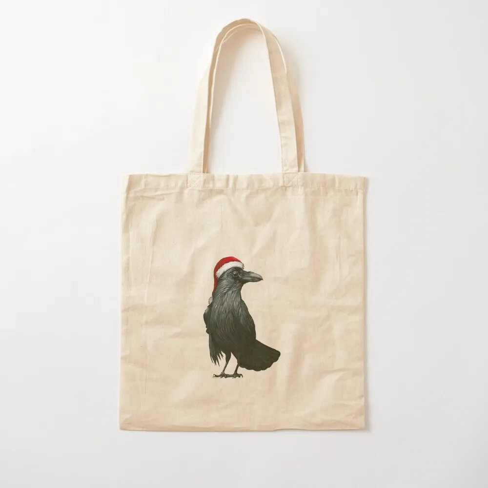 Santa Crow Tote Bag Canvas bag for women Fabric bag shopping bags woman 2025