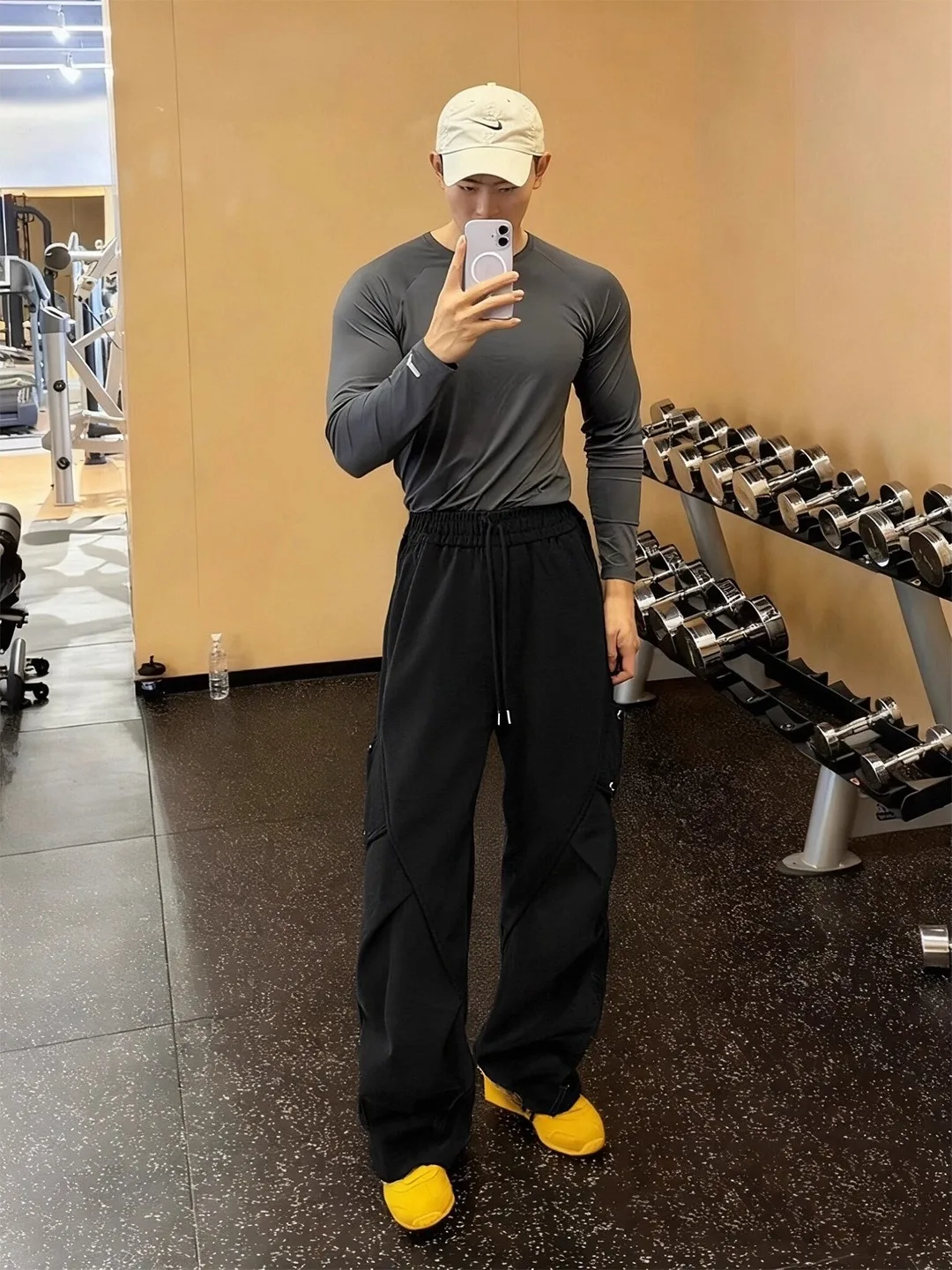 

Bla Fce Lined Men's Woolen Pants Autumn Winter Straight Leg Fitn Sports Wide Leg Trousers American Sle Casual Pants