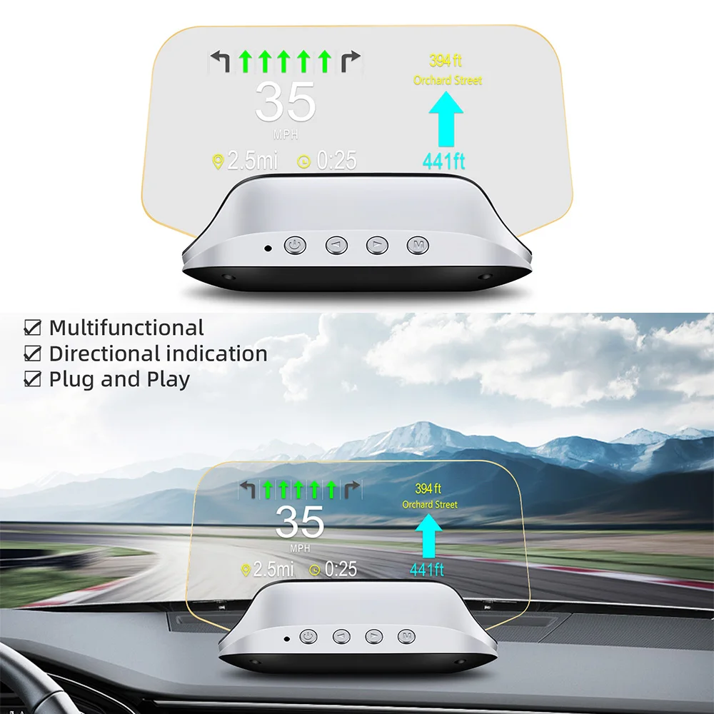 GPS + OBD Head Up Display C3 HUD Car Electronic Auto Speedometer Protable Car Accessories Navigation and Non Navigation Versions
