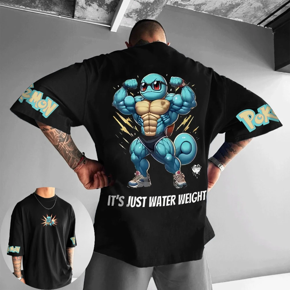 

Pokémon Men's and Women's T-shirt Squirtle Anime Tee Summer and Spring Boy's Short Sleeves Luxury Trendy Parent-child Outfits