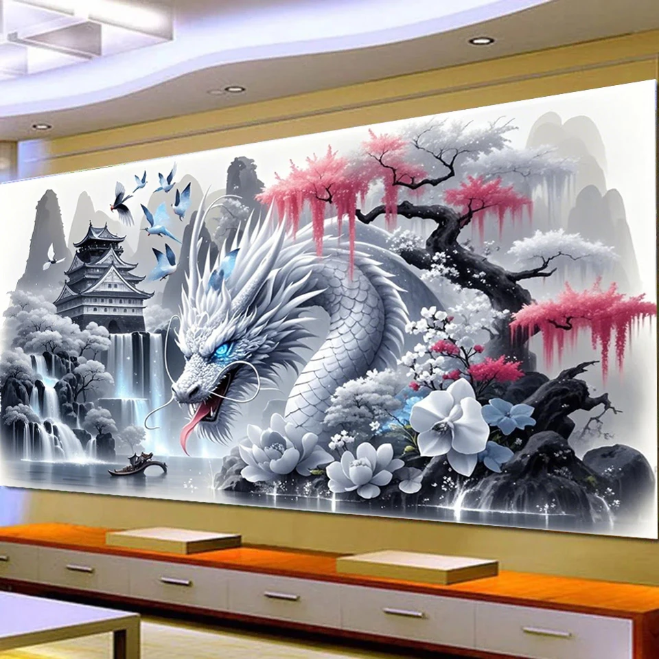Diamond Art Kit Stunning Vibrant Dragon Diy Diamond Painting Full Mosaic Psychedelic Animal Flower Crafts For Home Decor