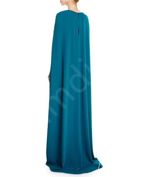 Customized Teal Green Blue Red Draped Capelet Long Mother of the Bride Dresses for Wedding Evening Red Carpet Gown Cape Grace