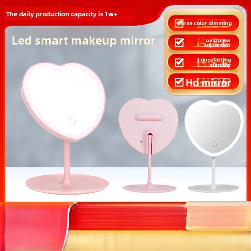 Espejo de maquillaje LED ajustable con luz, espejo de tocador portátil para escritorio, dormitorio, TikTok, espejo de belleza cosmético Viral, espejos de maquillaje