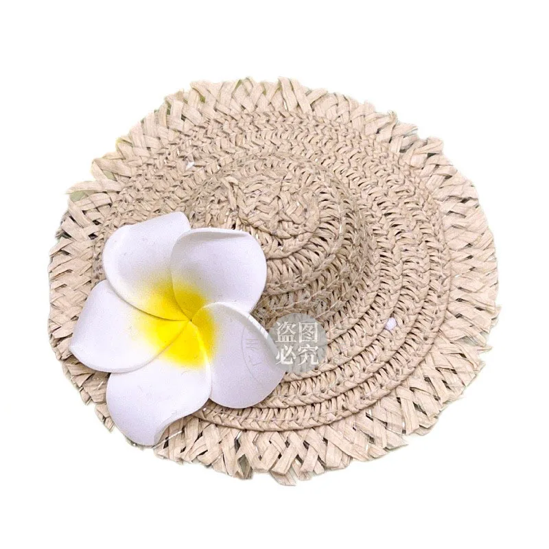 1/6 Doll Dress Up Accessories Fashion Holiday Straw Hat Beach Hat For Supermodel Doll BJD Babi Headwear 10cm Frangipani Hat view 6