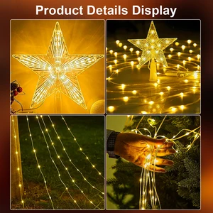 Waterproof Pentagram Cord Light 3m/2m Led Christmas Tree Waterfall Rope Lights at home. 10 main sales Christmas tree 2 meters - №8