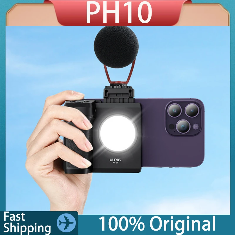 Original UURIG VRIG PH10 Wireless Handle Grip Phone Holder Stabilizer for Smartphone Volg Remote Control 1/4"LED Light For Phone