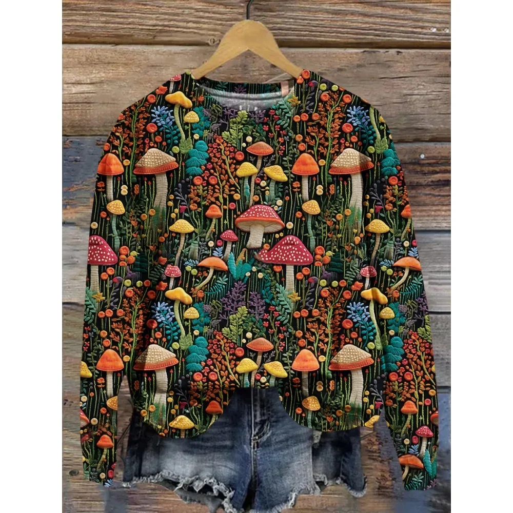 2024New Women Sweatshirt 3d Mushroom Print Design Pullovers Fashion Autumn Winter Long Sleeve kawaii clothes Women Tops