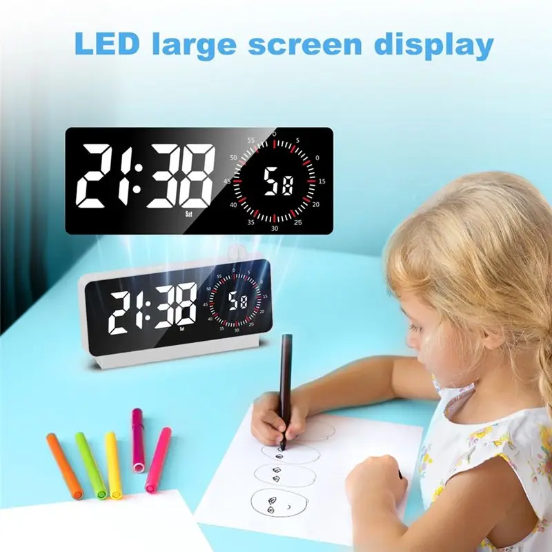 LICE-Alarm Clock With Timer: Digital Desk Clock Battery Operated Countdown For Study Office-Alarm Clocks For Bedrooms