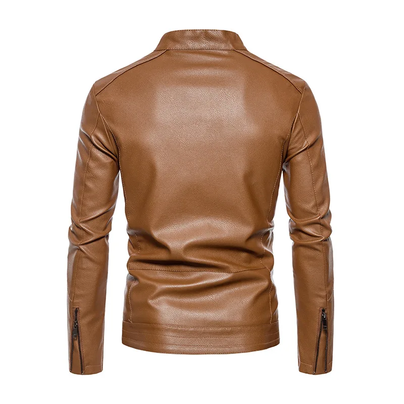 الكورية نمط الخريف الشتاء الرجال الوقوف طوق سحاب أكمام طويلة بلون عادية العصرية فو الجلود معاطف الذكور الملابس القمم